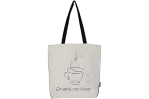 Hello-Bags. Bolso tote bag con cremallera, forro y bolsillo interior. Exterior: Algodón 100%. Incluye sobre kraft de regalo. Modelo ENVENA. Color: Crudo/Negro. Medidas: 37x38 cm.