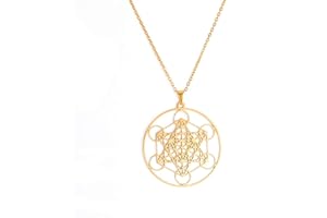Amaxer Metatrons Cube Collier pour Femmes Étoile de David Archange Métatron Déclaration de Protection Évidé Chaîne En Acier Inoxydable Pendentif Charme Collier pour Femmes Filles