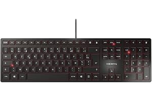 CHERRY KC 6000 Slim, disposition française, clavier AZERTY, clavier filaire, mécanisme à ciseaux pour une frappe parfaite, de