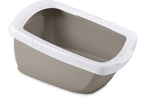 PETGARD Katzentoilette Katzenklo Schalentoilette mit abnehmbarem Rand Weiss-grau 65 x 47 x 33 cm