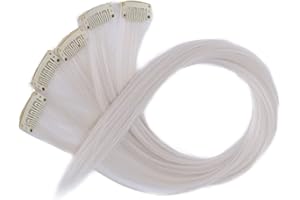 CAISHA 60cm Kolorowe Pasemka Podkreśla Klip W Przedłużeniu Przedłużanie Włosów Proste Długie Włosy Biały Blond BST115