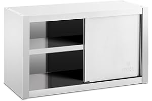 Royal Catering Armario de Pared Mueble En Acero Inoxidable RCSSWC-100X45-S (100 x 45 x 60 cm, 600 kg, 3 Niveles, con Puertas correderas)
