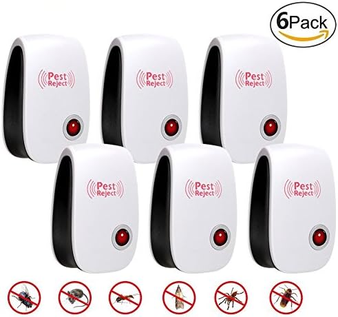 IBUYTOP ltrasonic Pest Repeller 6 Pack Pest Control Ultrasonic Repeller Plug In Electric Home Repellent Indoor Pest Away Non Toxic Humans Pets Safe Pest Reject For Mosquito,Human &amp; Pet Safe