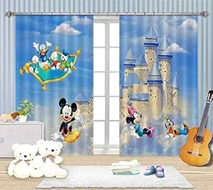 Harshika Home Furnishing Polyester 3D Cartoon Micky Mouse Printed Door Size Curtains for Kids Room Use (Multicolour, 4 x 7 Feet), Set of 2 Pecs