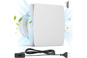 VRIETINA Wentylator łazienkowy Ø 100 mm, cichy wentylator wyciągowy 12 W z klapą zwrotną, [<34 dB – 2200 obr./min – 95 m³/h – IPX2] wentylator ścienny z kablem sieciowym 3 m, montaż ścienny do kuchni, łazienki