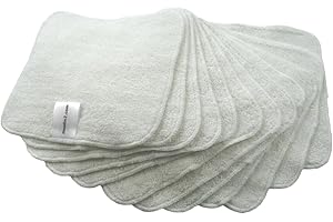 MUSLINZ Muslin 12PK Wipes Bamboo Cotton Terry Wipes 20x20 cms Face Cloth Washable Baby Wipes (Unbleached)...