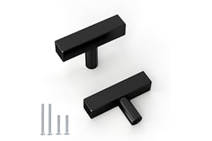 goldenwarm 10Pack Black Knobs for Cupboards & Draws, Single Hole Black Kitchen Handles T Bar