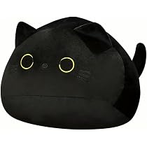 OUKEYI Oreiller Peluche Chat Noir 40cm - Coussin Doux Pour Enfants Et Décoration Intérieure