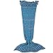 Produktbild Gosear Meerjungfrau Decke,Handgemachte Mermaid Schwanz Stil Blanket Sofa Schlafdecke,Haushaltsgegenstände Weiche Strick Mermaid Schwanz Schlafsack für Kinder Blau