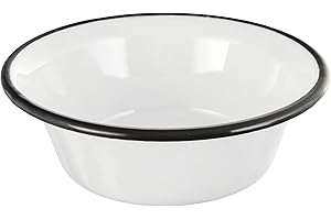 Karl Krüger - Cuenco esmaltado, color blanco con borde negro, 16 cm