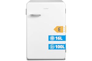 COMFEE' RCD113WH2RT(E) Frigorifero Piccolo con Freezer, 116 Litri, Design Retrò, Frigo Monoporta, Temperatura Regolabile, Adatto a Camera, Ufficio e Hotel, Luce a LED, Silenzioso, Bianco