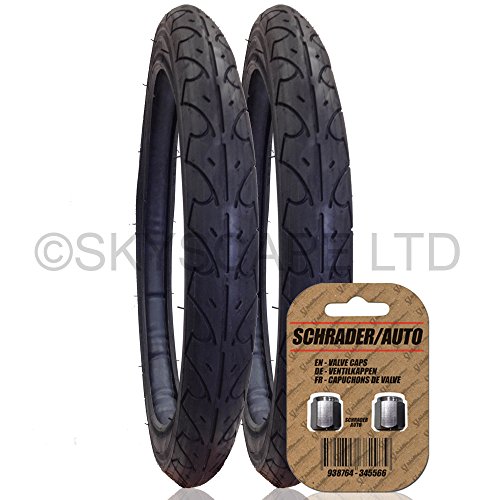 2 x BOB REVOLUTION PRO Suitable Stroller / Push Chair / Buggy REAR Tyres to fit - 16" x 1.75 (Black) Super Grippy & Fast Rolling + FREE Shipping + FREE Upgraded Skyscape Metal Valve Caps (Worth £4.99)