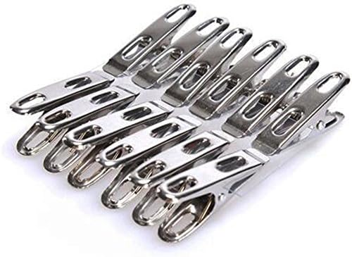 Welim Stainless Steel Clips Windproof Clothes Pegs Washing Line Clamps Clothes Clips Hang Pins Clips Windproof Clamps 12 Pieces
