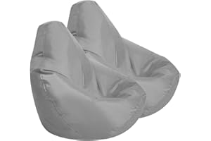 Bean Bag Bazaar Kids Gaming Chair, Indoor Outdoor Bean Bags, Grey, 69cm x 59cm, Large, 2 Pack