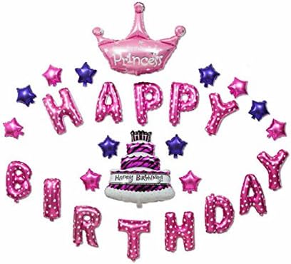 Birthday Party Decorations Kit - Happy Birthday stars Balloon Banner Perfect Party Supplies Letters cake Balloon Crown Balloon