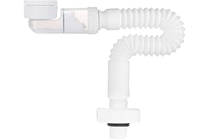 ZYEKIU Flexible Siphon Evier Cuisine, D'évier Extensible Syphon D'Espace Réglables Lavabo Extra Plat, Remplaçabl Blanc Tuyau de Vidange, pour Lavabo, Extensible de 380-980 mm
