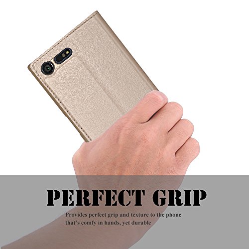 Sony Xperia X Compact Hülle,IVSO Hohe Qualität Advanced Shock Absorption Technology Case Folio Tasche Cover für Sony Xperia X Compact Smartphone 11,7 cm (4,6 Zoll) (Für Sony Xperia X Compact, Golden) - 4