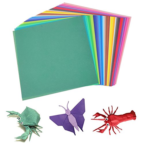 Jingxu 200 Blatt Origami Papier Craft Paper 50 Verschiedene Farben Origamipapier Zweiseitig Faltpapier mit 100 Stück Augen für Kinder 15×15 - 2