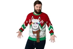 OFF THE RACK Sweter męski Unisex LED Light Up Ugly Christmas Jumper Sweater For Men & Women