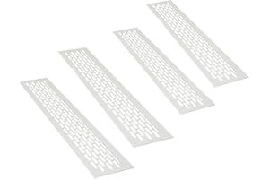 sossai® Rejillas de ventilación de aluminio - Alucratis (4 piezas) | Rectangular - dimensiones: 48 x 8 cm | Color: blanco | rejilla de aire