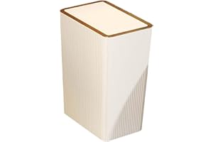 kowaku Cestino della Spazzatura Stretto da Cucina con Coperchio a Pressione Pattumiera con coperchi per WC Studio Ingresso Garage Lavanderia, 15 Litri Bianco