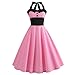 Produktbild Vintage KleidYesmile 50er Swing Sexy Punkt Drunck Rockabilly Kleid Frauen 2018 Trägerlos Kleider Jahre Vintage Cocktailkleid Röcke Petticoat Vintage Mode Partykleider Cocktailkleider (L, Rosa)