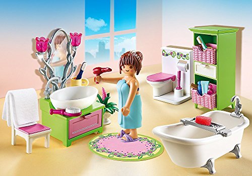Playmobil Dollhouse 7pcs. set 5303 5304 5306 5307 5308 5309 5336 Romantic Dollhouse + Baby's Room with cradle + Colourful Nursery + Romantic Bathroom + Living Room with Fireplace + Parent's Bedroom + Built-in Kitchen with lounge