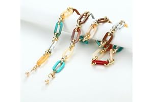 QQLADY Catena con Bottoni in Acrilico Color Ambra Catena per Occhiali da Vista Maschera Anti-smarrimento Occhiali da Sole appesi Cordini Tenere la Collana con la Corda