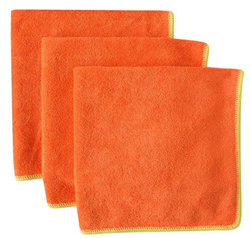 Microfaser Glasreinigungstuch Edelstahl reinigungstücher Keine Schlieren , Kratzfrei 3 Stück Orange, 40cmx60cm