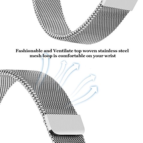 Kutop Fitbit Charge 2 Armband, Milanese Loop Edelstahl Band Ersatzband mit einzigartiger Magnetverschluss Verstellbares Uhrenarmband für Fitbit Charge 2 - 4