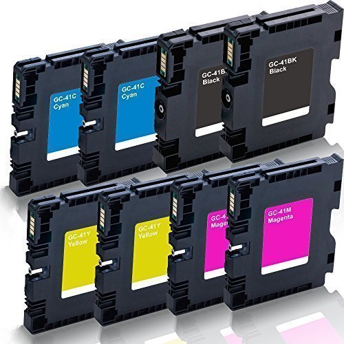 8x kompatible Druckerpatronen für Ricoh Aficio SG 2100 SG 2100 N SG 3100 snw SG 3110 dn SG 3110 dnw SG 3110 n SG 3110 sfnw SG 7100 dn SG-K 3100 DN Black Cyan Magenta Yellow - GC-41 GC41 - Color Pro Serie