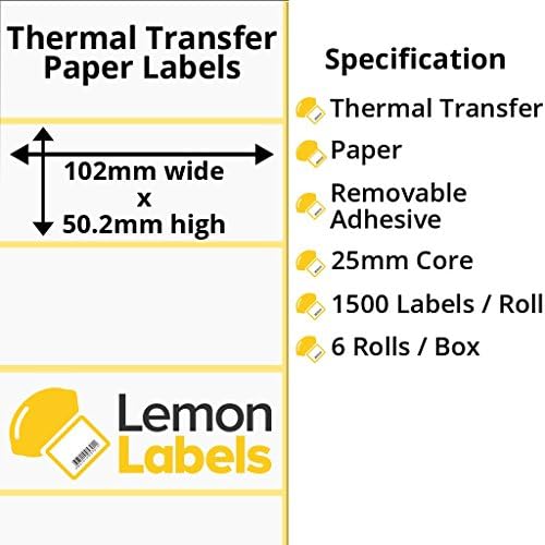 102 x 50.2mm Thermal Transfer Paper Labels With Removable Adhesive on 25mm Cores - LL1057-23 1+