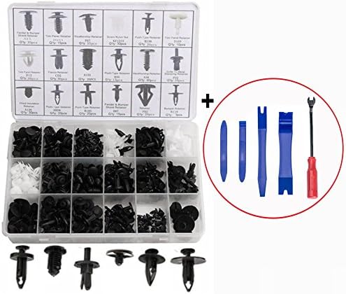 Rise Long 415pcs Automotive Bumper Rivets Universal Brand Vehicles Push Retainer Kit Moulding Clip Panel Body Interior Assortment Set Fit for Most GM Ford Toyota Honda Chrysler within Plastic Storage Container and Panel Removal Tools