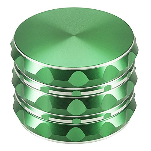 Witasm Pollen Grinder Crusher Kräuter Mühle für Tabak Kräuter Gewürze Herb Spice Kaffee. Ø63mm 4-teiliges Set mit Schaber, Grün, Zink-Legierung - 6