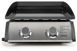 LIVOO Plancha Gaz 5kw Plaque Acier Émaillé 48x36cm - DOC296