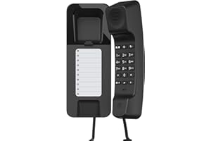 Gigaset DESK 200 - Telefono a Filo Compatto da tavolo o parete - Selezione DTMF o a Impulsi Regolabile, Nero [Versione Italiana]