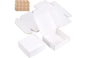 AIERACZY 7,5 * 7,5 * 3cm Karton Geschenkbox Weiß, 30 Stück kleine schachteln, Geschenkschachtel, Falten mini kraftpapier Gastgeschenk Box für Geburtstag, Hochzeit, Taufe, Weihnachten, Süßigkeiten Kekse