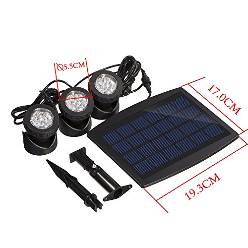 Lixada Solarspots 3 Unterwasser Lampen 18 LED Projektor Unterwasser Scheinwerfer Au?enbeleuchtung - 4