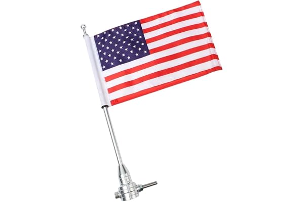 NASSMOSSE Mât de drapeau de moto avec drapeau américain 25 x 17 cm