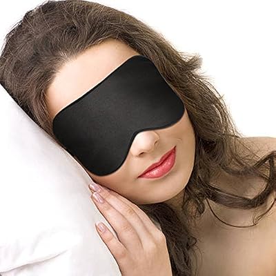 Nasharia Masque de Sommeil, Masque de Nuit, Nasharia Masque des Yeux pour Dormir 100% Soie Naturelle Occultant Ultra-Douce Masque de Sommeil Lanière Réglable-Noir