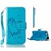 Produktbild MOTOUREN Brieftasche PU Leder Tasche für Samsung Galaxy J5 (2015) SM-J500F Hülle Schutz Etui Schale Flip Cover Wallet Case im Bookstyle mit Standfunktion Karteneinschub und Magnetverschluß Etui Bumper + 1x Eingabestift Stylus Touch Pen-Liebe Herz Blau