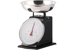 PLINT New 3KG Traditional Weighing Kitchen Scale With Stainless Steel Bowl, Retro Scales Mechanical Vintage, Retro Food Scales with Large Metal Bowl (Black)