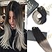 Sunny 120g/7pcs Dip Dyed Hair Extensions Clip Natural Black to Grey Remy Straight Human Hair Clip in Extensions 20inch