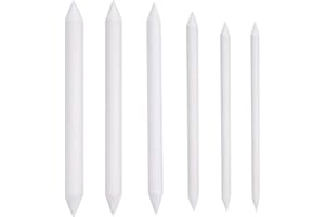 Mikihat 6 Stück Papierwischer Set, Blending Stump und Tortillion Art Papier Mischstümpfe Und Tortillions Set Mixer Student Skizze Zeichenwerkzeuge, Kohlezeichnung Doppelkopf Pen(Weiße)