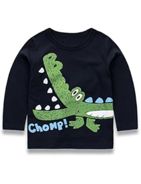 Rebavl Kinder Krokodil Langarmshirt Schwarz Marineblau Baumwolle Longsleeve Runder Kragen Top Größe 92-128