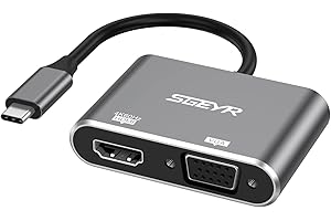 SGEYR Adaptateur USB C 2 en 1 Hub vers HDMI 4K et VGA, Compatible avec Windows 7/8/9/10/11, Full HD