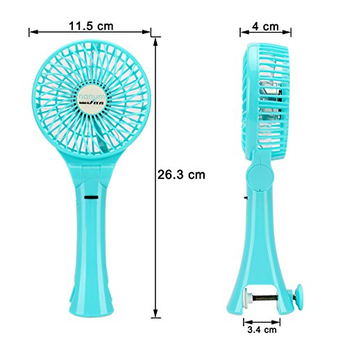 Totoose Handventilator batteriebetrieben Leise USB Clip Mini Einstellbarer Ventilator (Blau) - 6