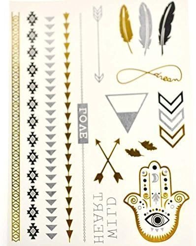 Metalic Gold/Silver Temporary Tattoos, Shimmer Tattoo, Eyes and Arrows