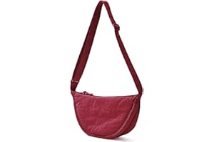 ANYWN Borsa a tracolla da donna a mezza luna, borsa a spalla, dallo stile casual, in tinta unita, con tracolla regolabile