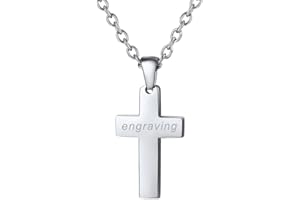 PROSTEEL Collana Pendente Croce Cindolo Semplice Per Donna Uomo, Acciaio Inossidabile/Placcato Oro, 2 Dimensioni, Catena Acciaio/Pelle Nera, Argento Oro Nero Blu Rosa (Confezione Regalo)